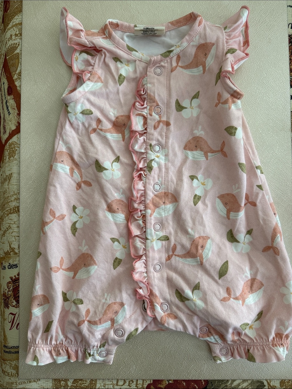 Pink Whale Print Baby One-Piece Romper